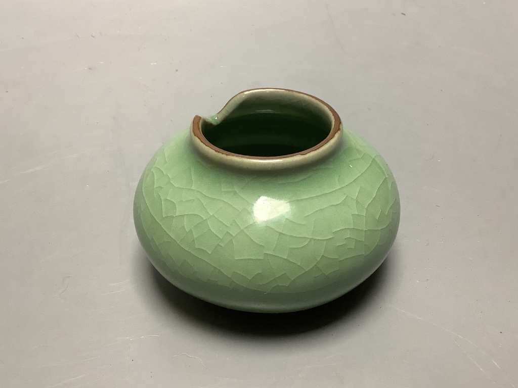 A Chinese celadon glazed water pot, diameter 8cm